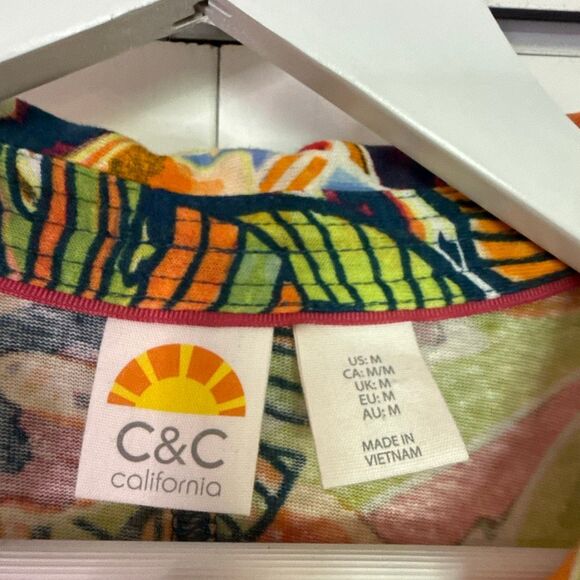 C&C linen tropical collared midi dress M - Picture 4 of 10